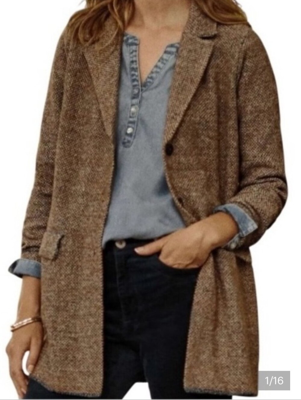 J. Jill tweed knit Oversized Fit Sweater-Blazer . Sz 2x
